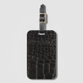 Zwarte krokodillaire huidafdruk bagagelabel (Voorkant (verticaal))