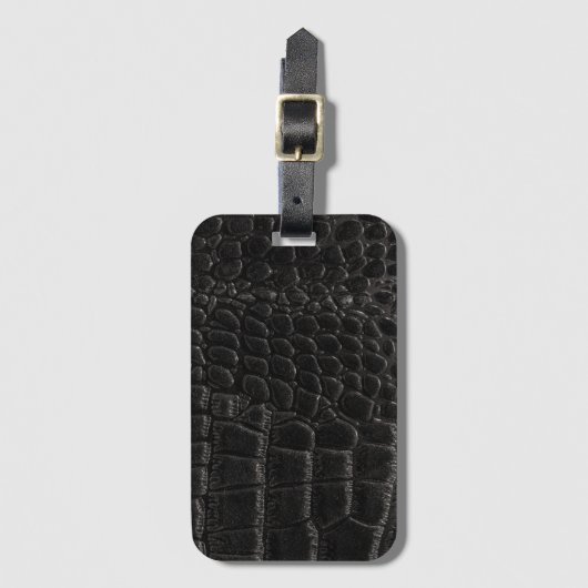 Zwarte krokodillaire huidafdruk bagagelabel (Voorkant (verticaal))