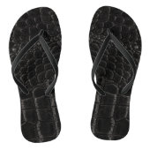 Zwarte krokodille teenslippers (Voetbed)