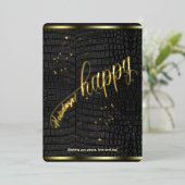 Zwarte krokodillenleer Print Happy Holiday Kaart (Staand Voorkant)