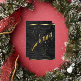 Zwarte krokodillenleer Print Happy Holiday Kaart