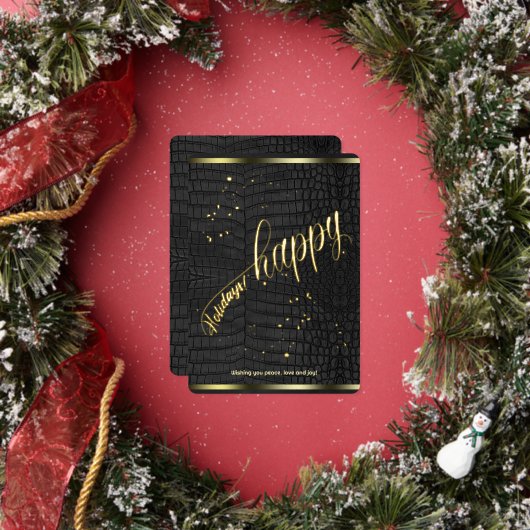 Zwarte krokodillenleer Print Happy Holiday Kaart (Insitu)