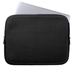 Zwarte Krokodillenleerprint Laptop Sleeve