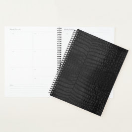 Zwarte Krokodillenleerprint Planner