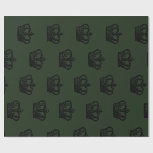 Zwarte kronen cadeaupapier | Luxe bruiloften (Vlak)