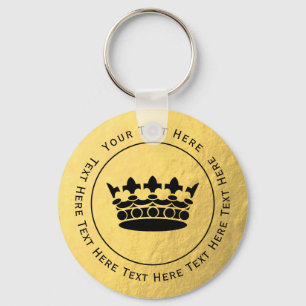 Zwarte kroon - Faux Gold Foil Sleutelhanger