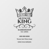 Zwarte Kroon Koning Snorbaard Kapperszaak Bedrijf Raamsticker (Vel)