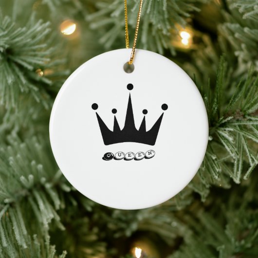 Zwarte Kroon Koningin Tekst Stijl Keramische Cirke Keramisch Ornament (Boom)