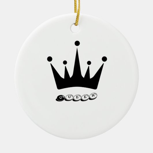 Zwarte Kroon Koningin Tekst Stijl Keramische Cirke Keramisch Ornament (Voorkant)