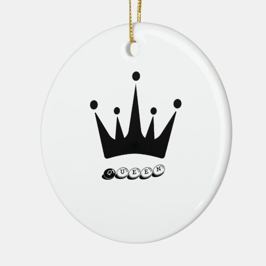 Zwarte Kroon Koningin Tekst Stijl Keramische Cirke Keramisch Ornament (Links)