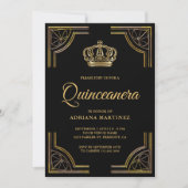  zwarte  kroon Quinceanera Kaart (Voorkant)