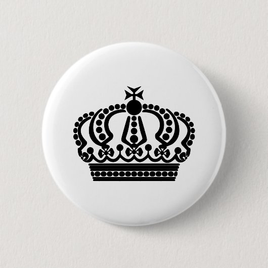 Zwarte kroon ronde button 5,7 cm (Voorkant)