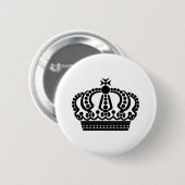 Zwarte kroon ronde button 5,7 cm (Voorkant /achterkant)