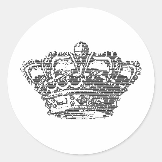 Zwarte kroon ronde sticker (Voorkant)