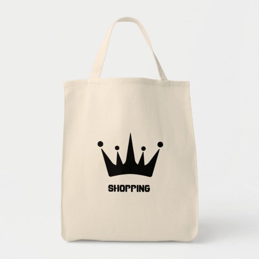 Zwarte Kroon Winkel Tekst Boodschappentas Tote Bag (Voorkant)