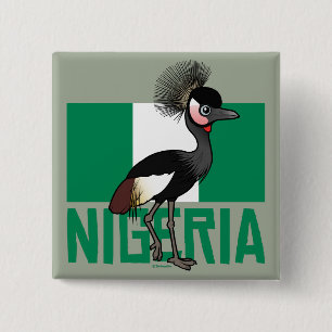 Zwarte kroonkraan van Nigeria Vierkante Button 5,1 Cm