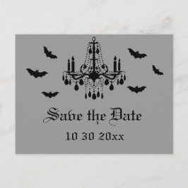 Zwarte kroonluchter en Damask Save the Date Briefk Aankondigingskaart