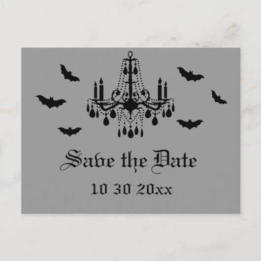 Zwarte kroonluchter en Damask Save the Date Briefk Aankondigingskaart (Voorkant)