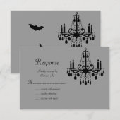 Zwarte kroonluchter en vleermuizen RSVP Kaartje (Voorkant / Achterkant)