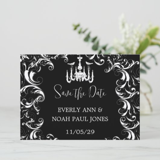 Zwarte kroonluchter liefde vogel bruiloft kaart (Staand voorkant)