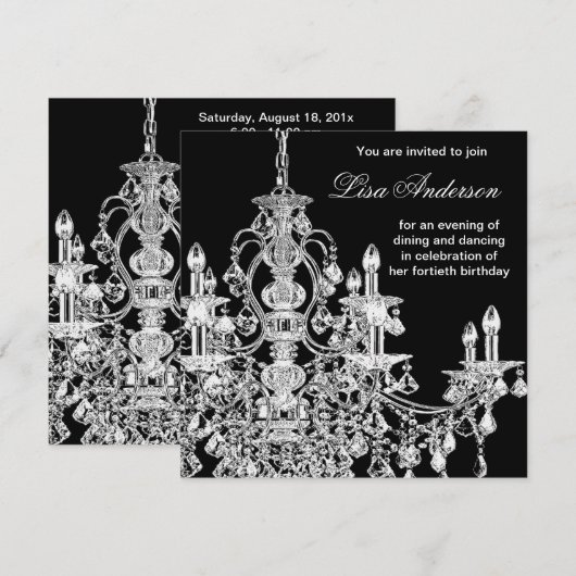 Zwarte kroonluchter Vrouw  40ste verpartij Kaart (Voorkant / Achterkant)