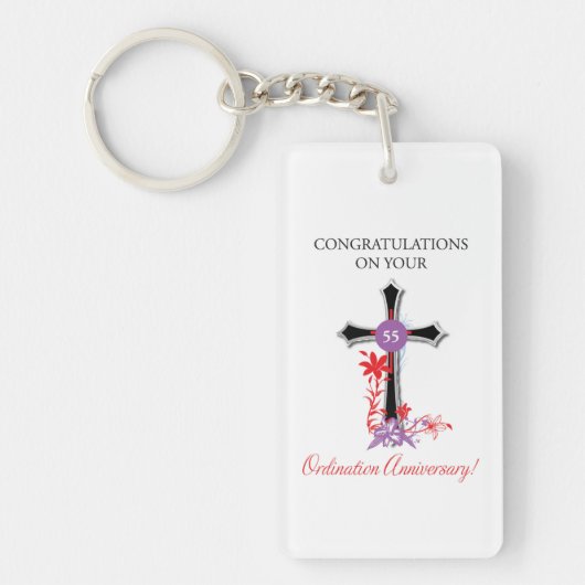 Zwarte kruis 55ste priesterwijding sleutelhanger (Voorkant)