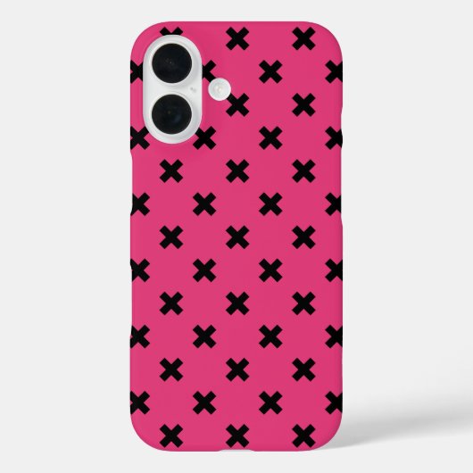 Zwarte kruissteken op fuchsia Case-Mate iPhone case (Achterkant)