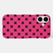 Zwarte kruissteken op fuchsia Case-Mate iPhone case (Achterkant (horizontaal))