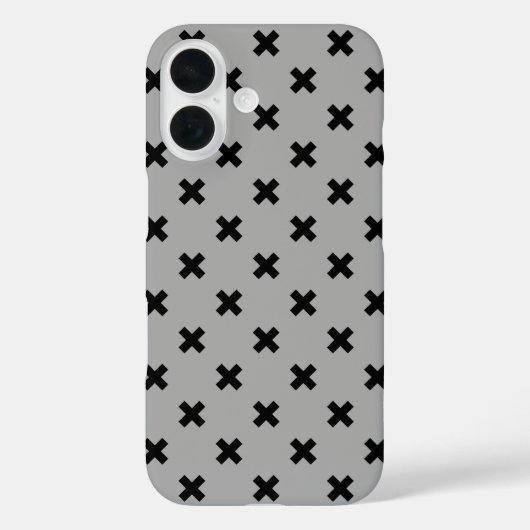 Zwarte kruissteken op grijs Case-Mate iPhone case (Achterkant)