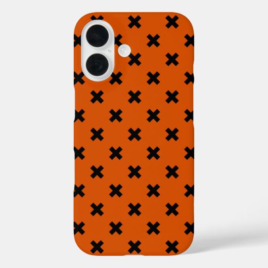 Zwarte kruissteken op oranje Case-Mate iPhone case (Achterkant)