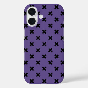 Zwarte kruissteken op ultra violet iPhone 16 hoesje