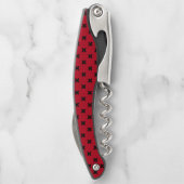 Zwarte kruisstift op rood kurkentrekker (Achterkant)