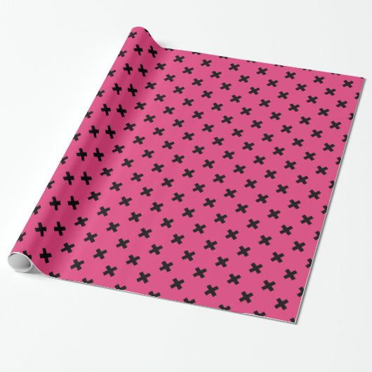 Zwarte kruisstiften op fuchsia cadeaupapier (Uitgerold)