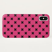 Zwarte kruisstiften op fuchsia Case-Mate iPhone case (Achterkant (horizontaal))