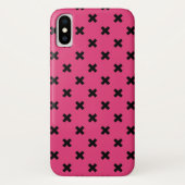 Zwarte kruisstiften op fuchsia Case-Mate iPhone case (Achterkant)