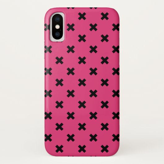 Zwarte kruisstiften op fuchsia Case-Mate iPhone case (Achterkant)