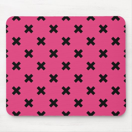 Zwarte kruisstiften op fuchsia muismat (Voorkant)