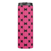 Zwarte kruisstiften op fuchsia thermosbeker (Achterkant)