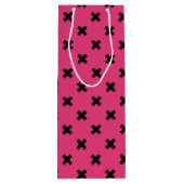 Zwarte kruisstiften op fuchsia wijn cadeautas (Achterkant)