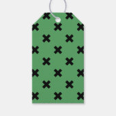 Zwarte kruisstiften op groen cadeaulabel (Voorkant)