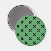 Zwarte kruisstiften op groen magneet (Voorkant / Achterkant)