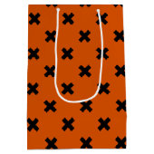 Zwarte kruisstiften op sinaasappel medium cadeauzakje (Achterkant)