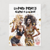 Zwarte krullende meisjes luipaardprint waterverf f briefkaart (Voorkant)