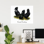 Zwarte Kuikens Met Kuif Poster (Thuiskantoor)