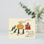 Zwarte Kunstklassen met de heks in het rood Briefkaart (Staand voorkant)