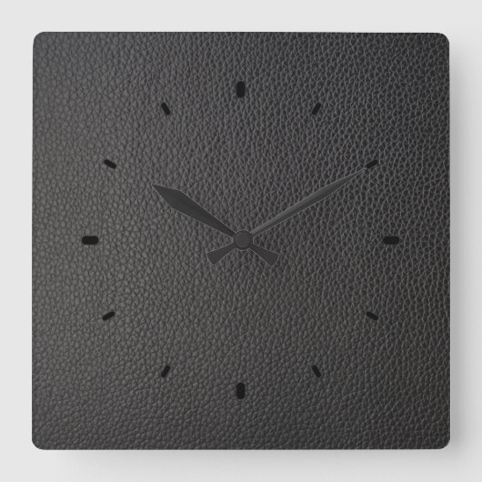 Zwarte kunstledertextuur vierkante klok (Voorkant)