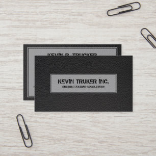 Zwarte kunstledertextuur visitekaartje