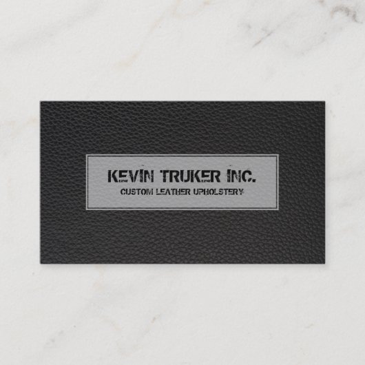 Zwarte kunstledertextuur visitekaartje (Voorkant)