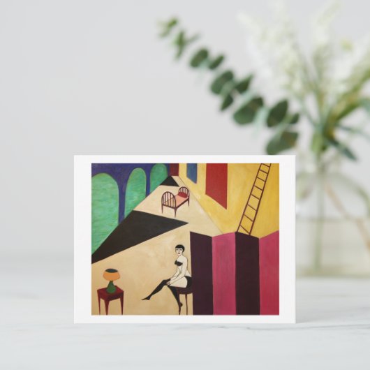 Zwarte kussen briefkaart (Staand voorkant)