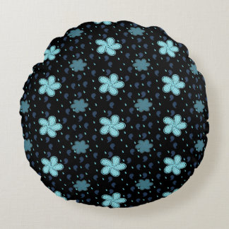 Zwarte kussen met blauwe paisley bloemenprint